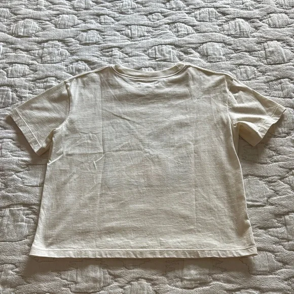 Madewell Cream and Blue Artistic Short Sleeve Top - Picture 5 of 5